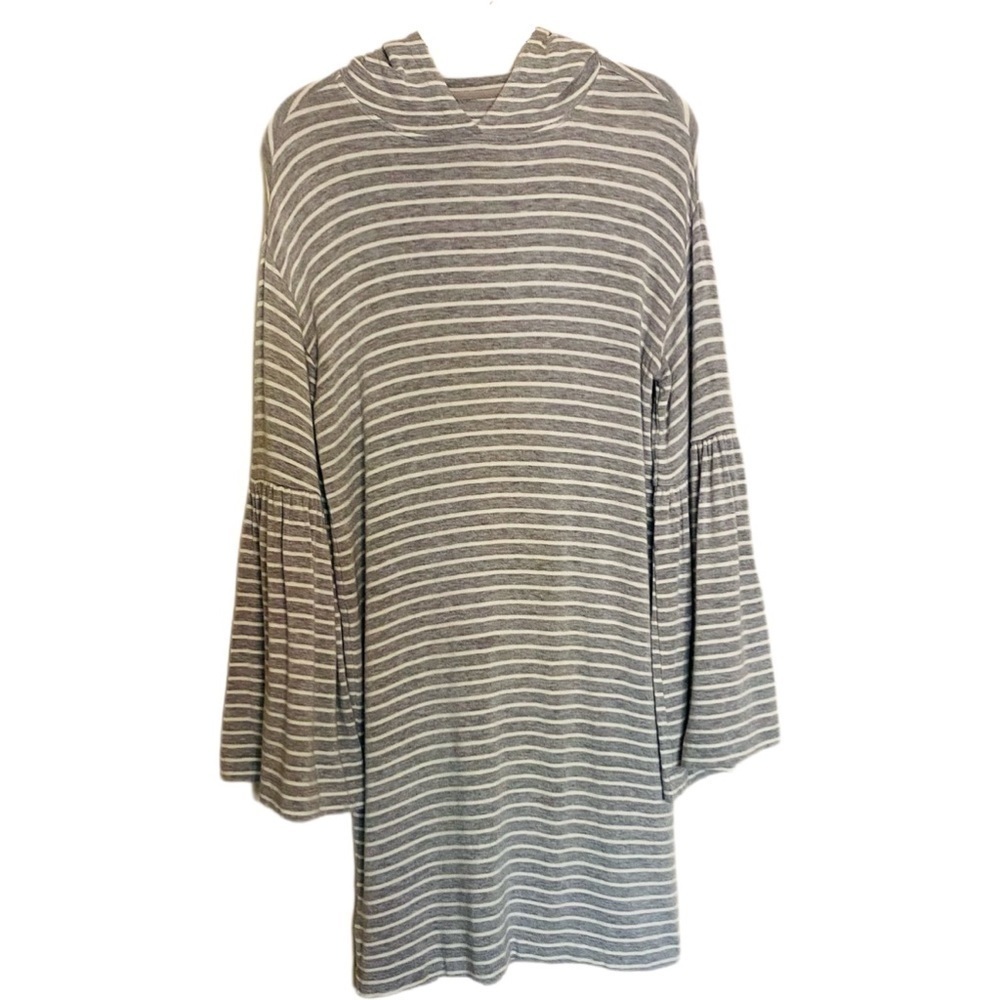 Lou & Grey Hooded Dress Gray Striped Sz Small Marine Nautical Stretch Comfort